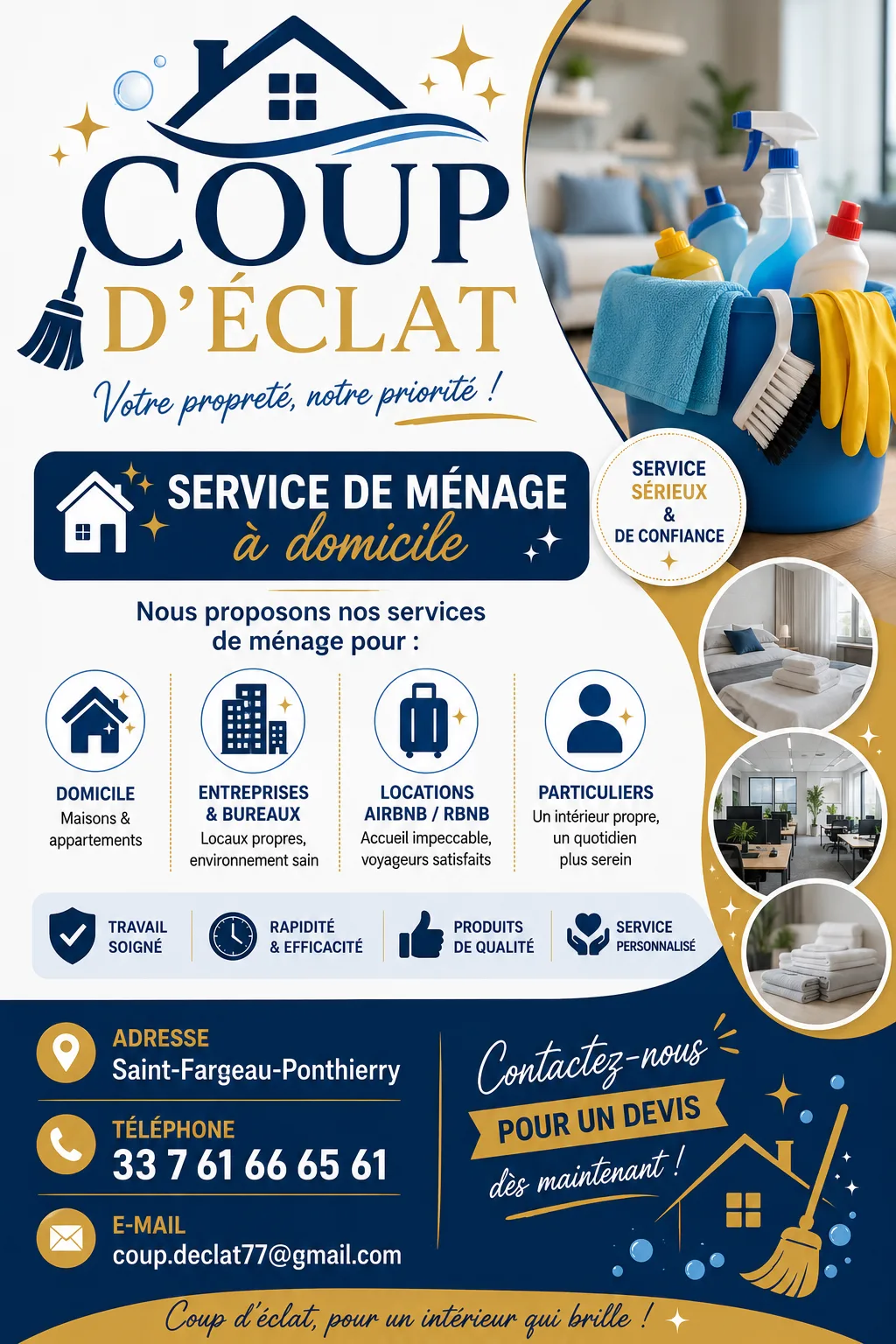 Prospectus Coup d'Éclat, service de ménage à domicile à Saint-Fargeau-Ponthierry